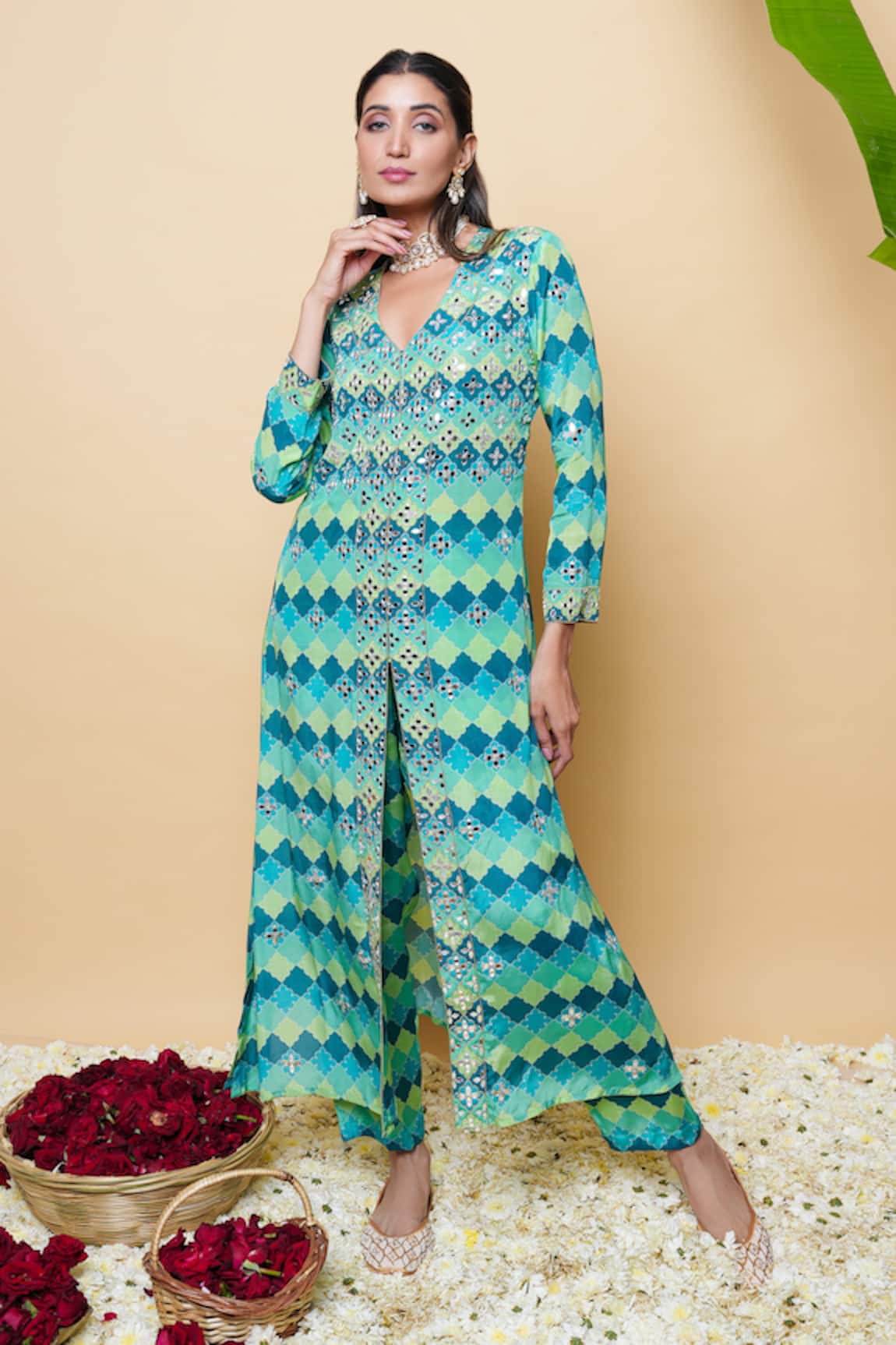 Sajeda A Lehry Designer Digital Print Kurta & Pant Set 
