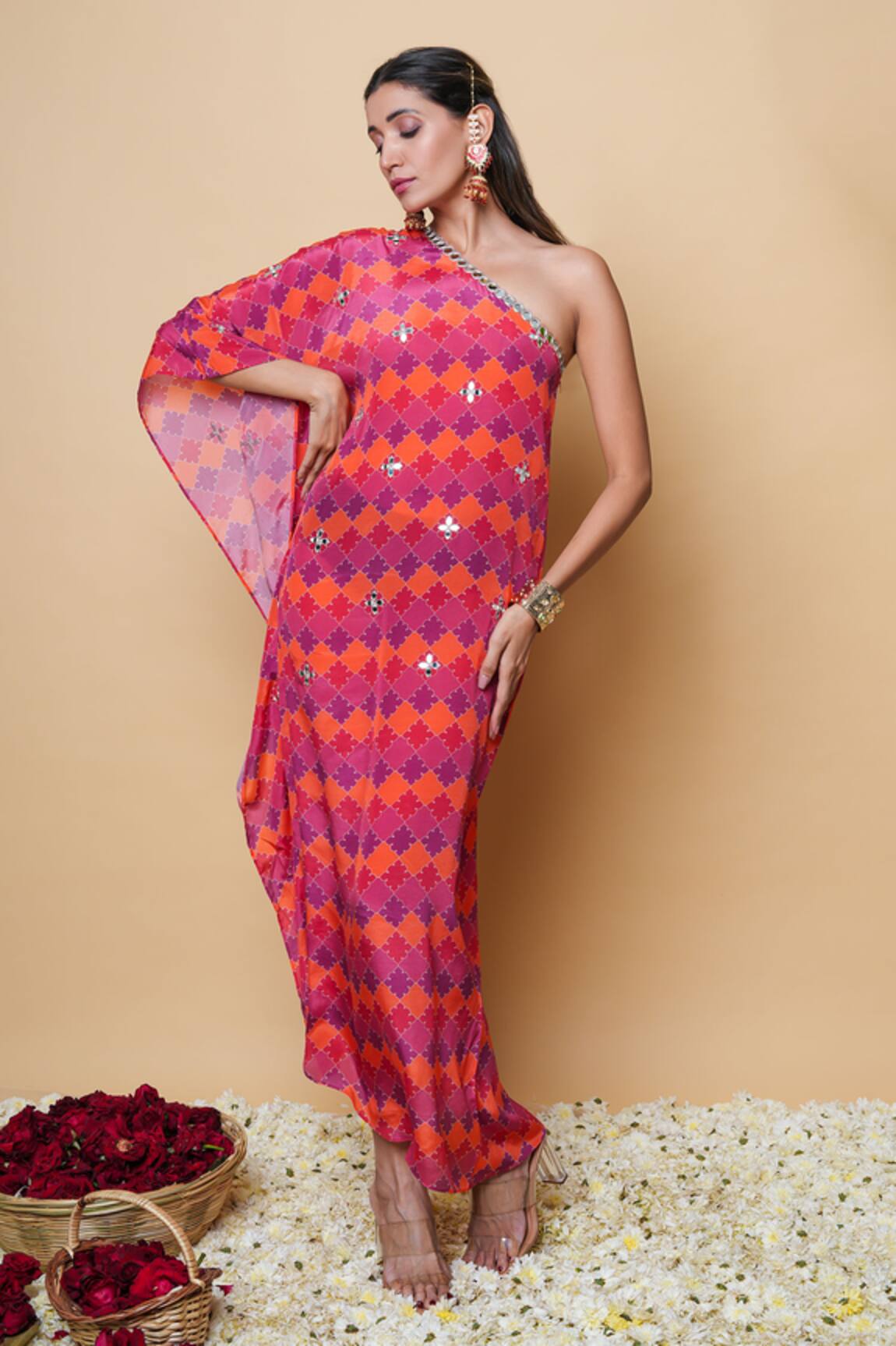 Sajeda A Lehry Hand Embroidered Silk Kaftan 