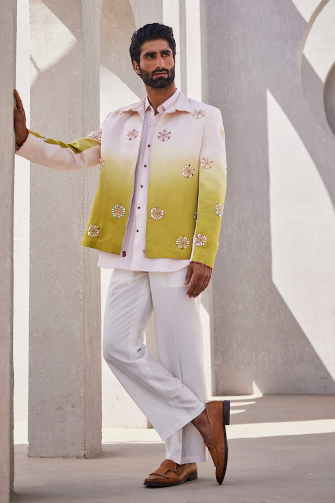 YAJY by Aditya Jain Celestial Snow Indo-Western Set 