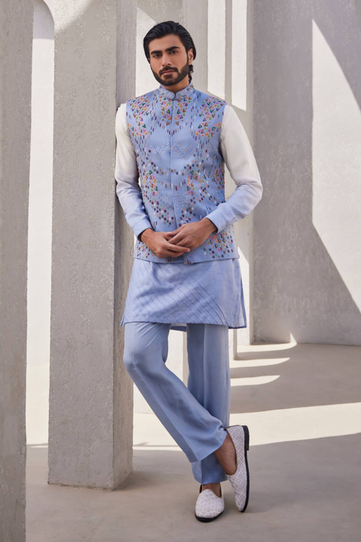 YAJY by Aditya Jain Frosted Blaze Kurta Jacket Set 