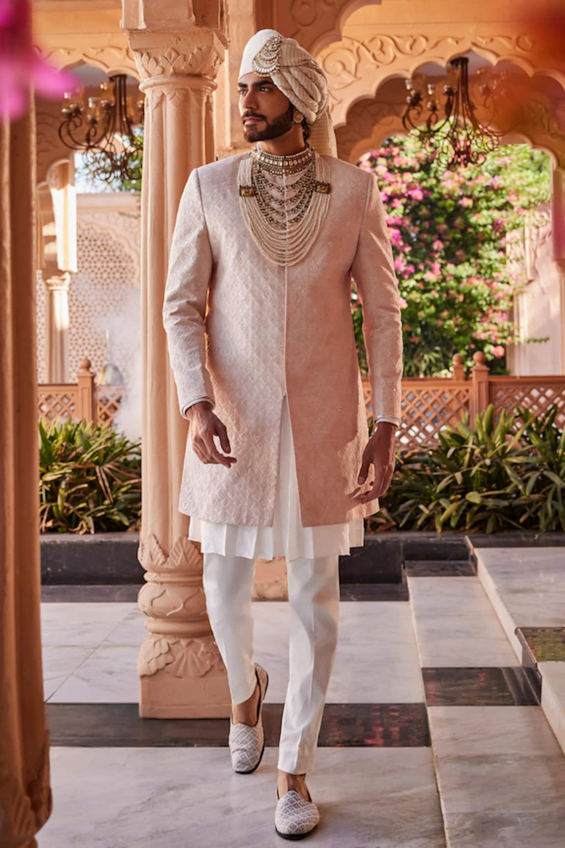 YAJY by Aditya Jain Glistening Frost Sherwani Set 