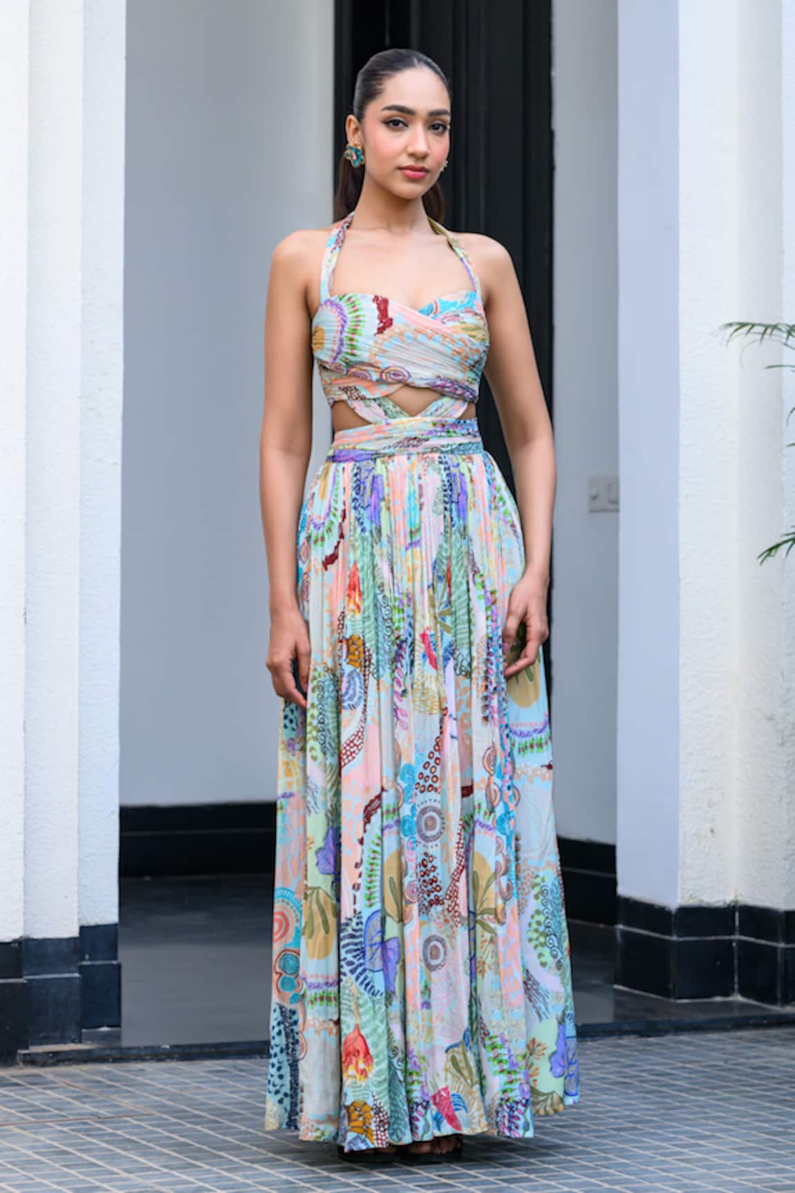 JUHI BENGANI Gardenia Halter Dress 