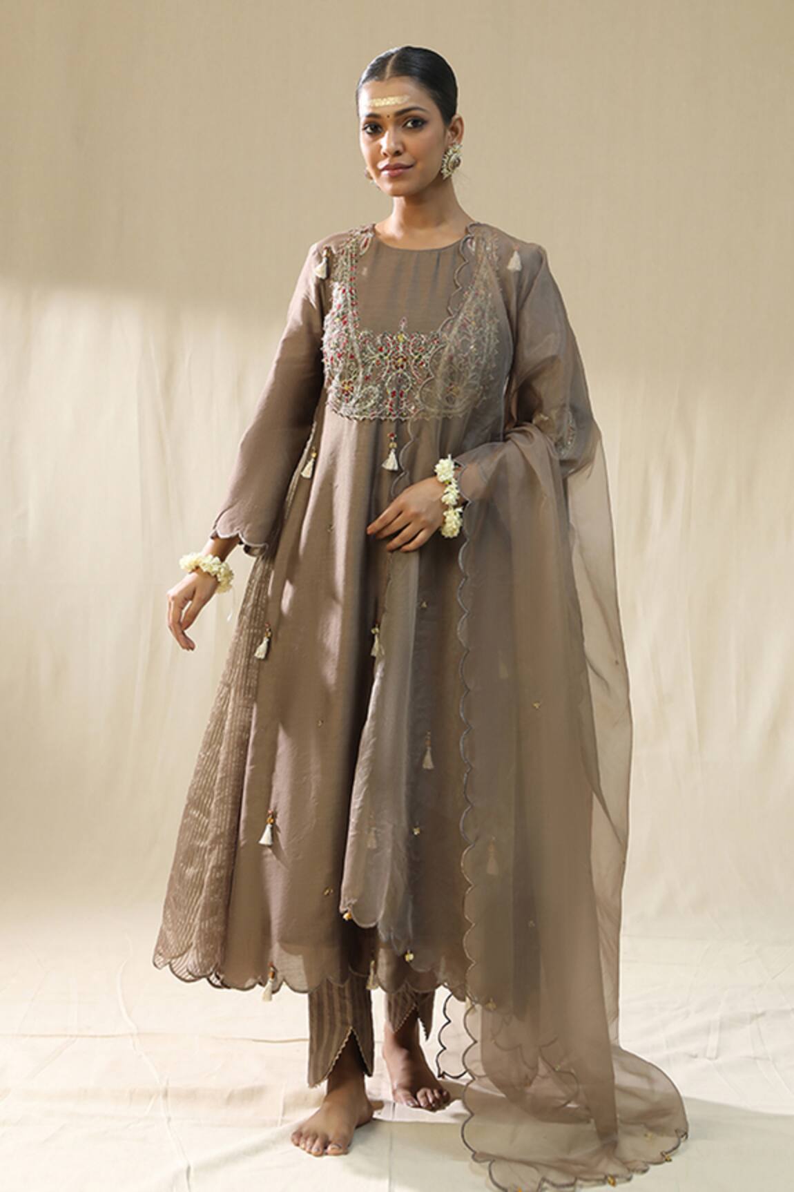 arpita sulakshana Mocha A-line Kurta Set 