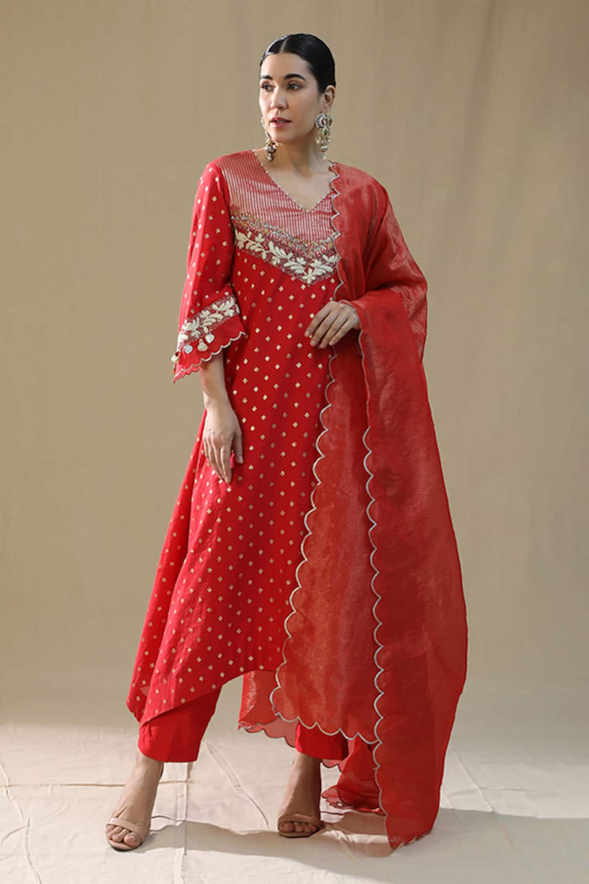 arpita sulakshana Self Chanderi Silk Suit Set 