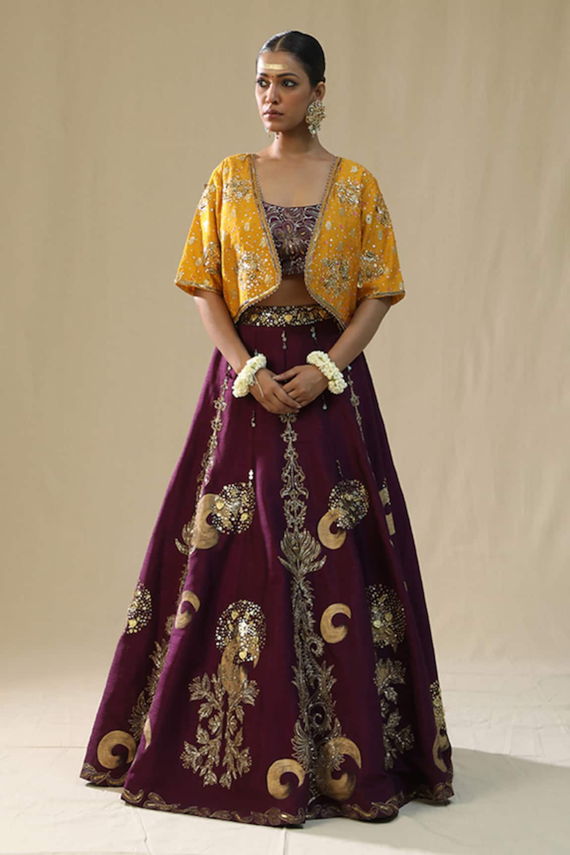 arpita sulakshana Purple Brushstroke Lehenga Set 