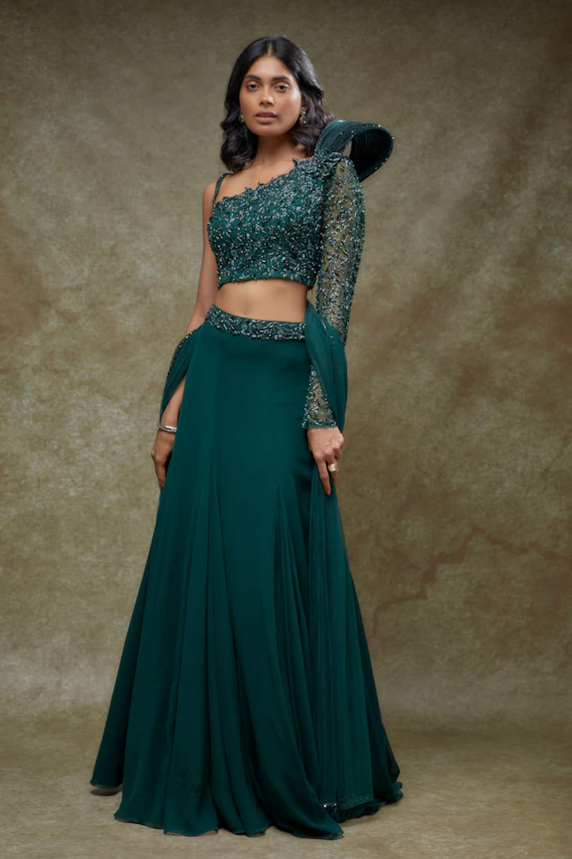FATIZ Emerald Green Designer Lehenga Set 