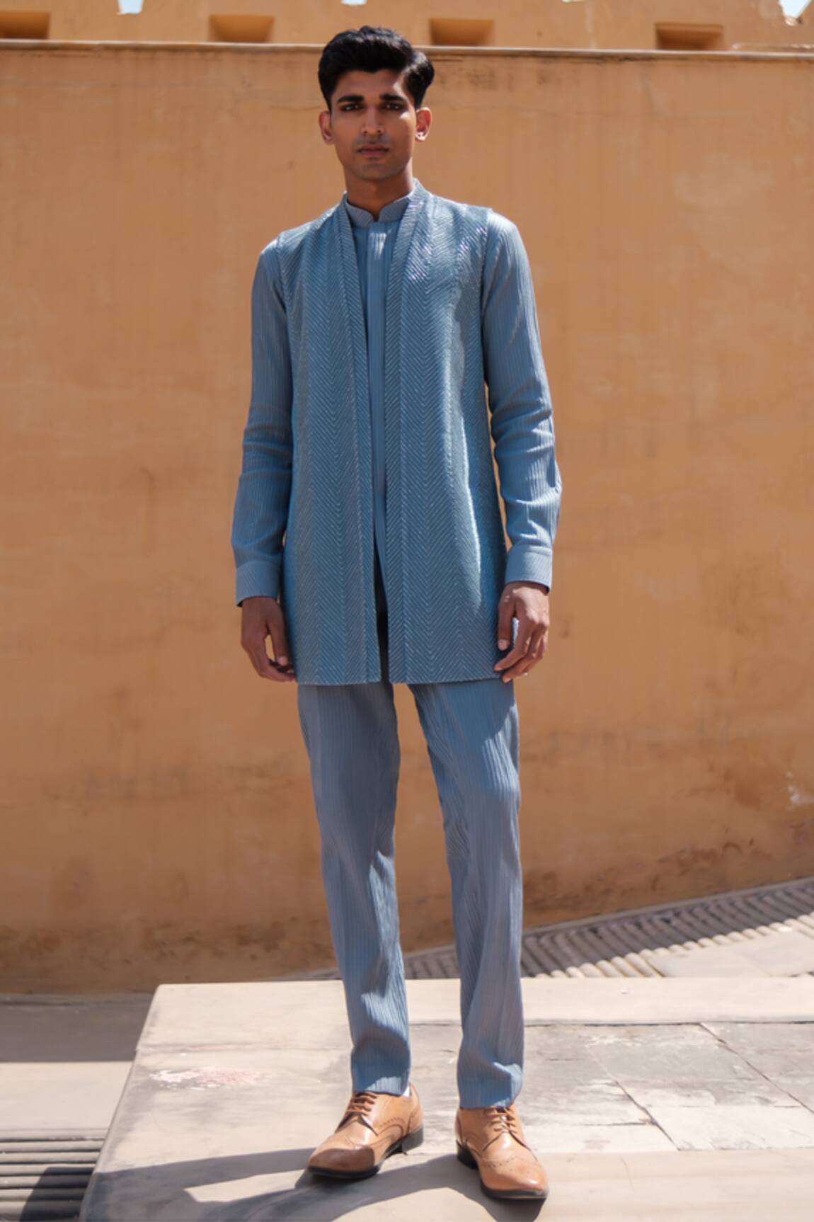 Amaare Chevron Shield Nehru Jacket Set 