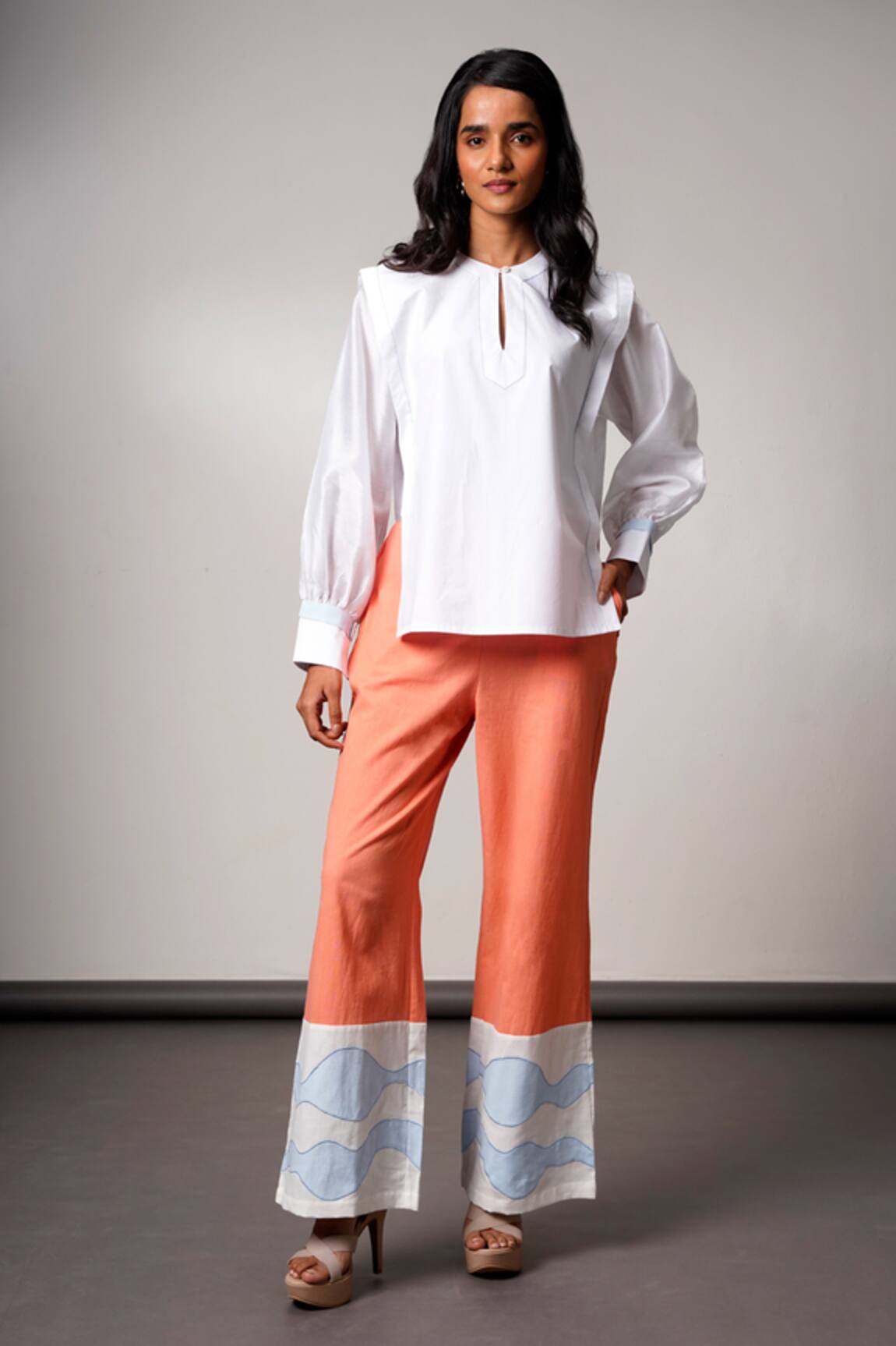 Madder Much White & Orange Handloom Cotton Set 