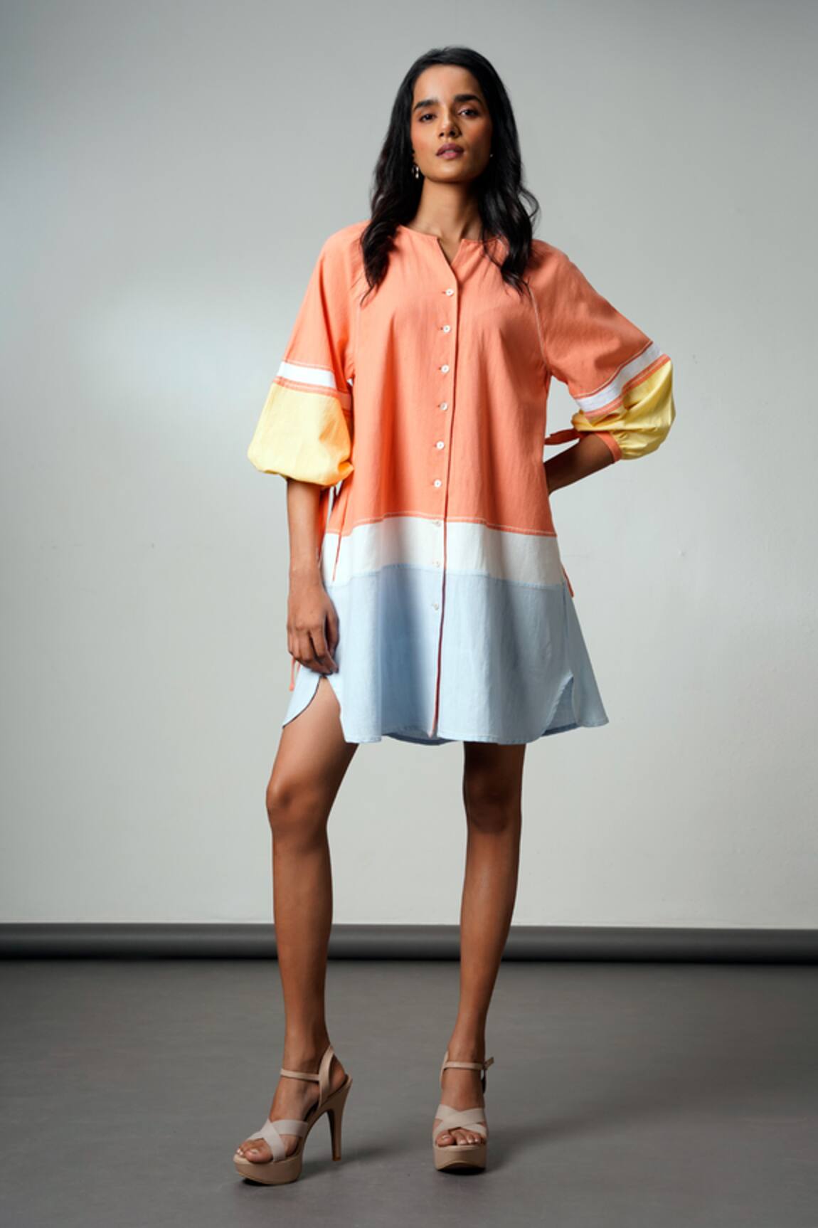 Madder Much Color Block Handloom Cotton Dress 