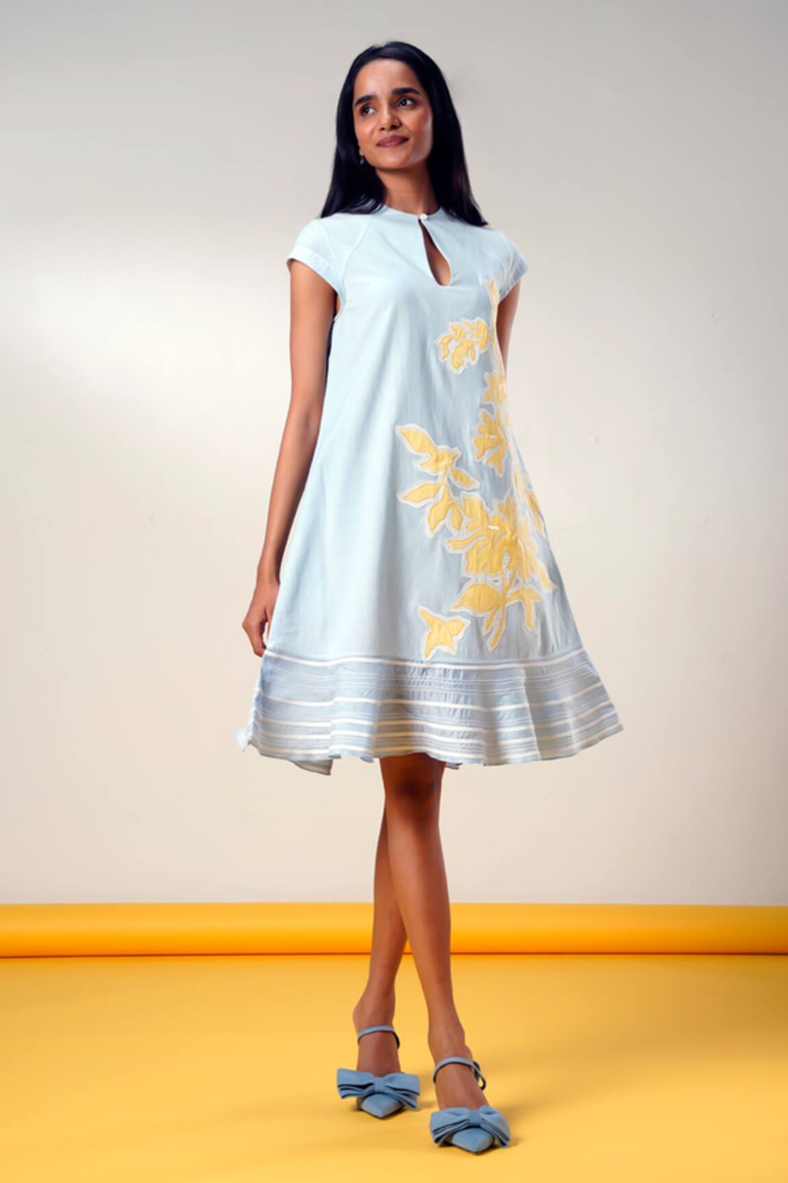 Madder Much Ice Blue Handloom Cotton Dress 