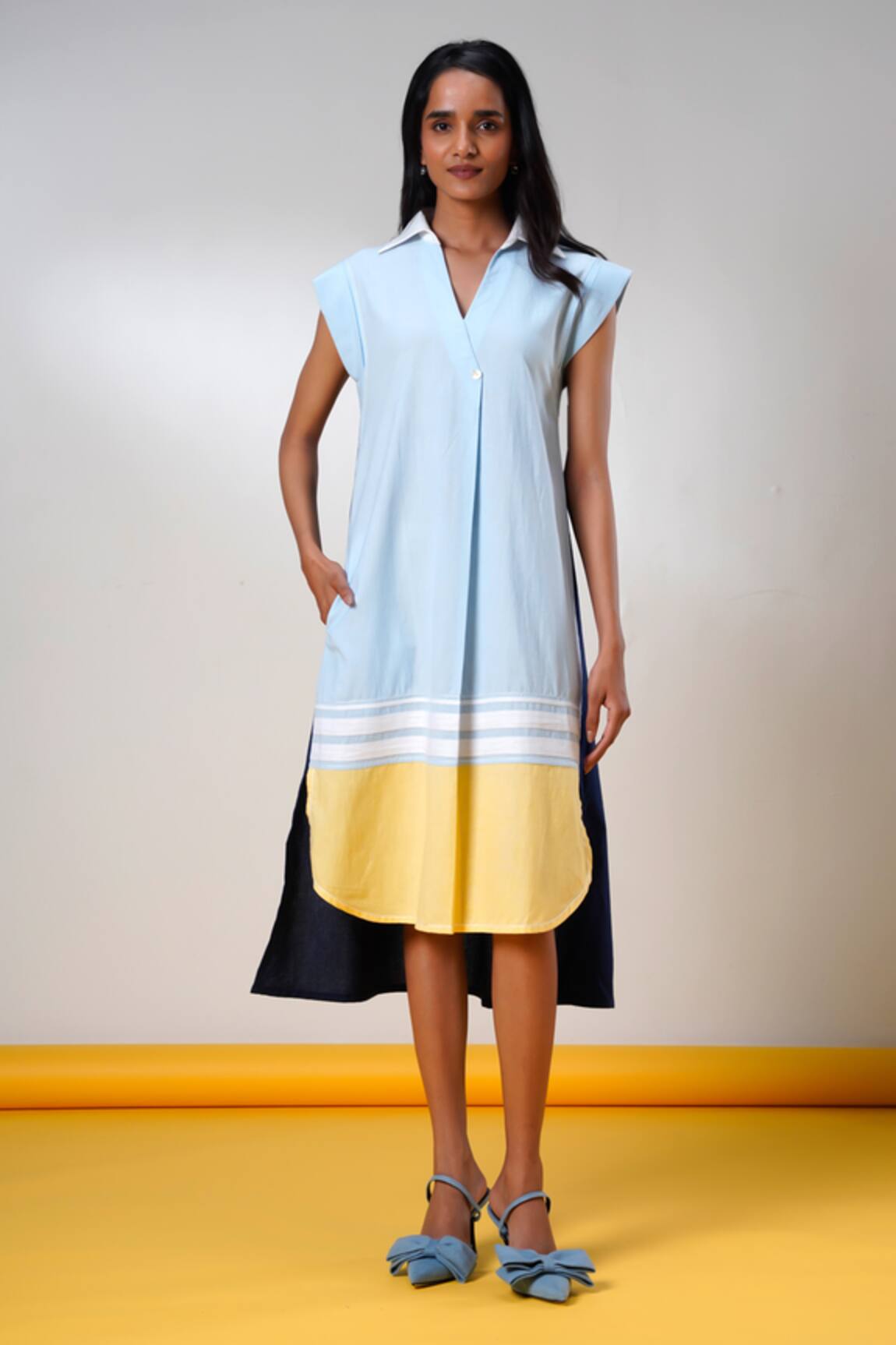 Madder Much Multi-Color Handloom Cotton Midi Dress 