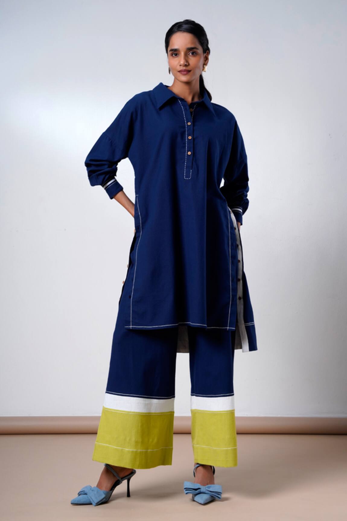 Madder Much Indigo Handloom Cotton Kurta & Pant Set 