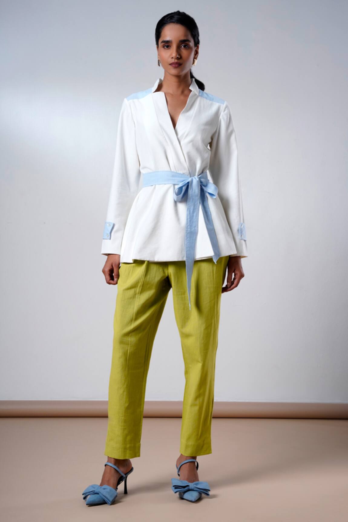 Madder Much White Top & Olive Pant Set 