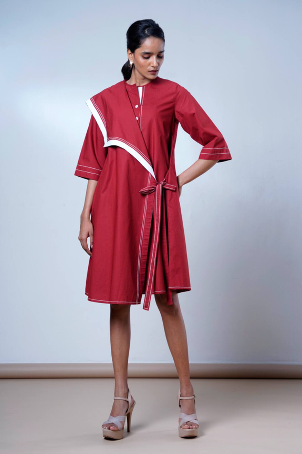 Madder Much Brick Red Modern Angle Dress 