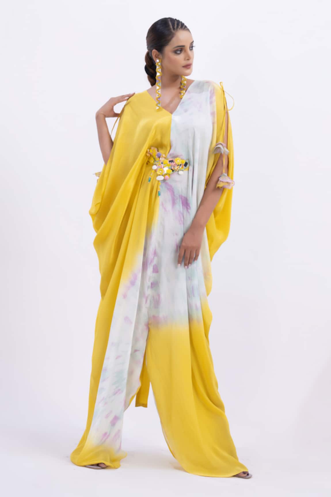 Merge Design Multi Color Kaftan With Belt 