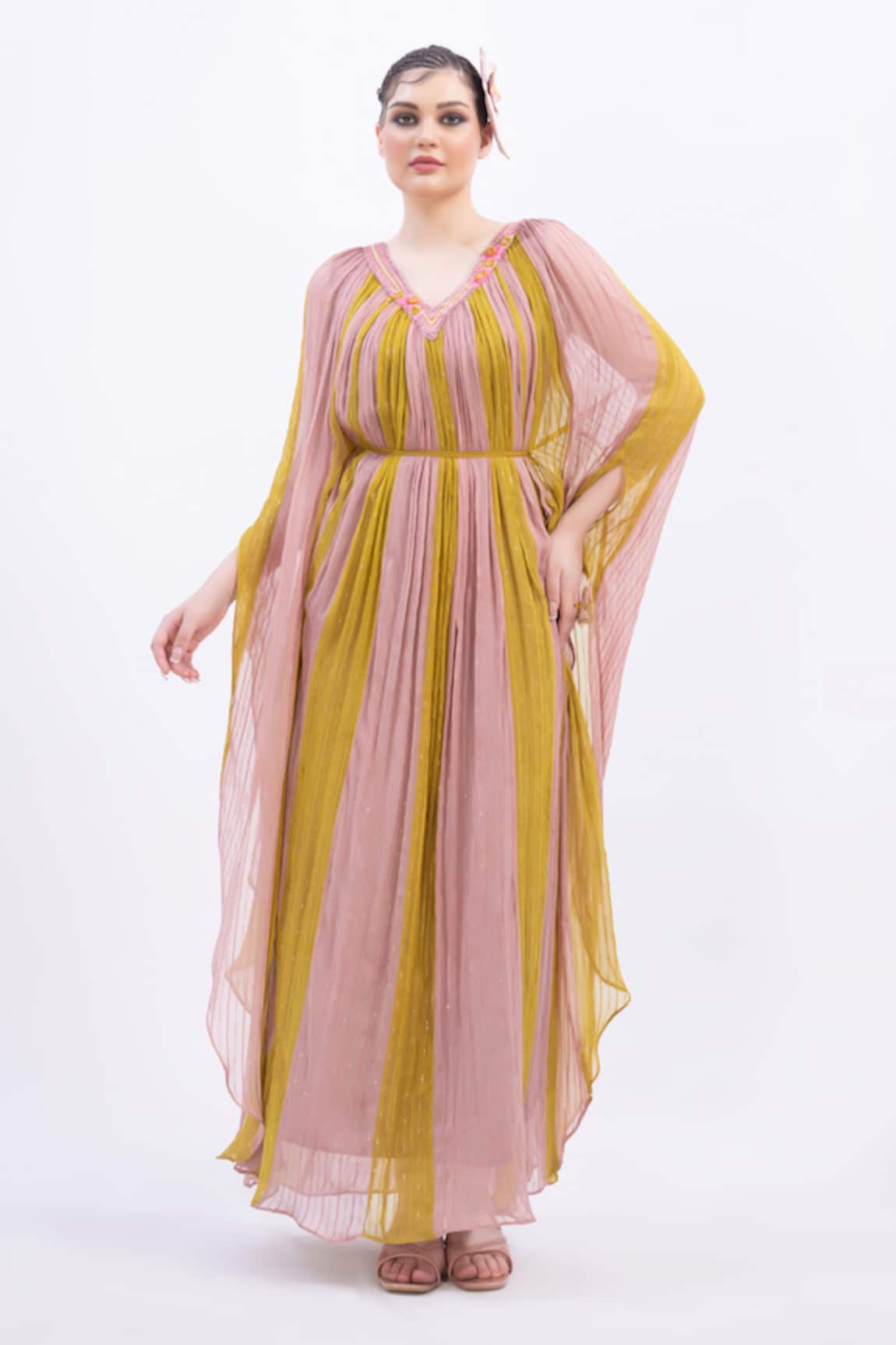 Merge Design Multi Color Beaded Kaftan 
