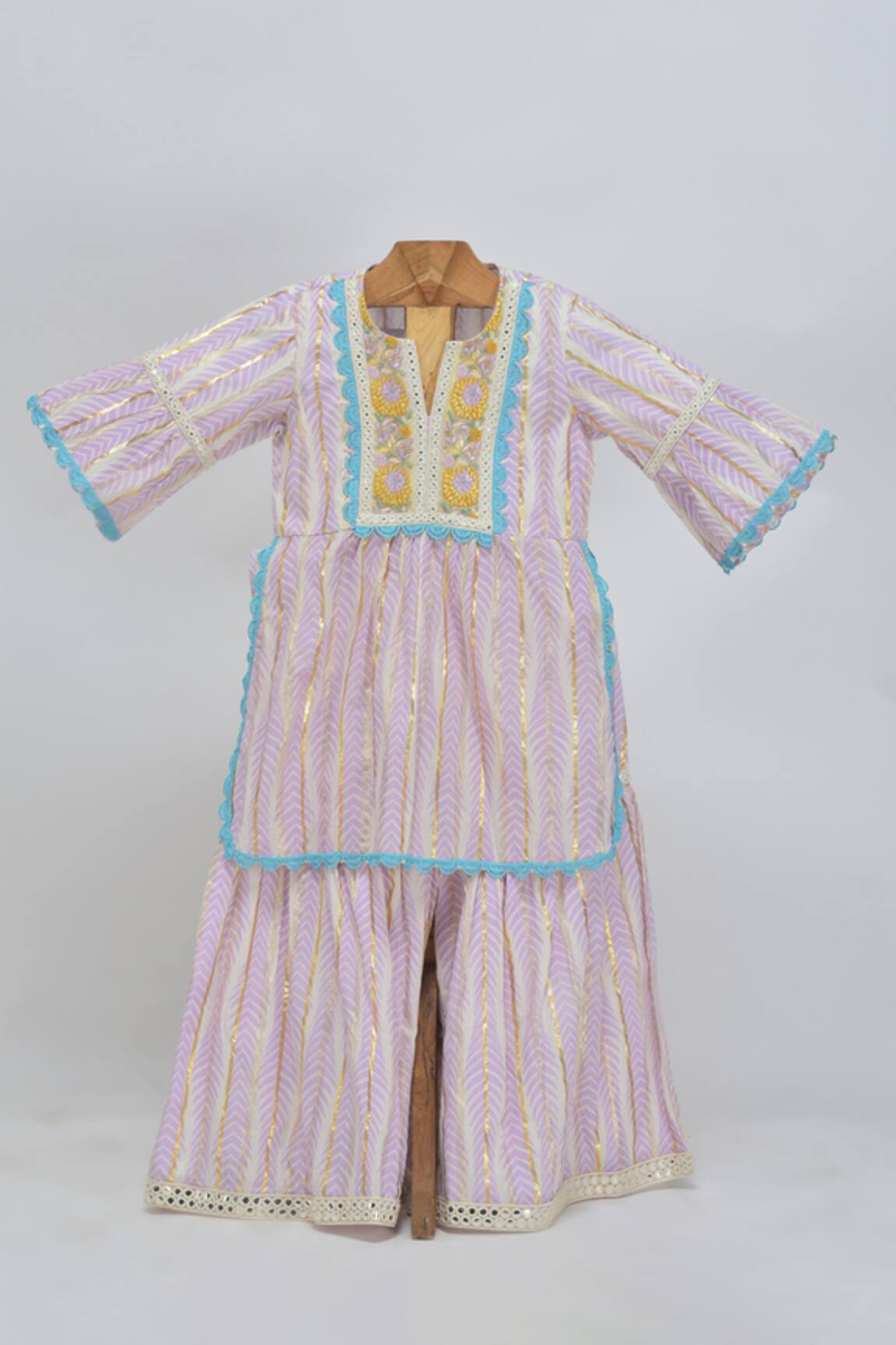 MINIME ORGANICS Lavender Print Kurta Set 