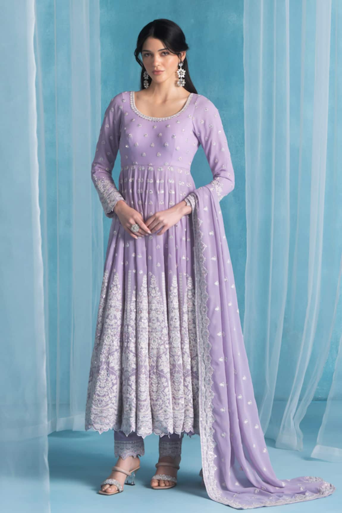 LASHKARAA Soft Purple Anarkali Kurta Set 