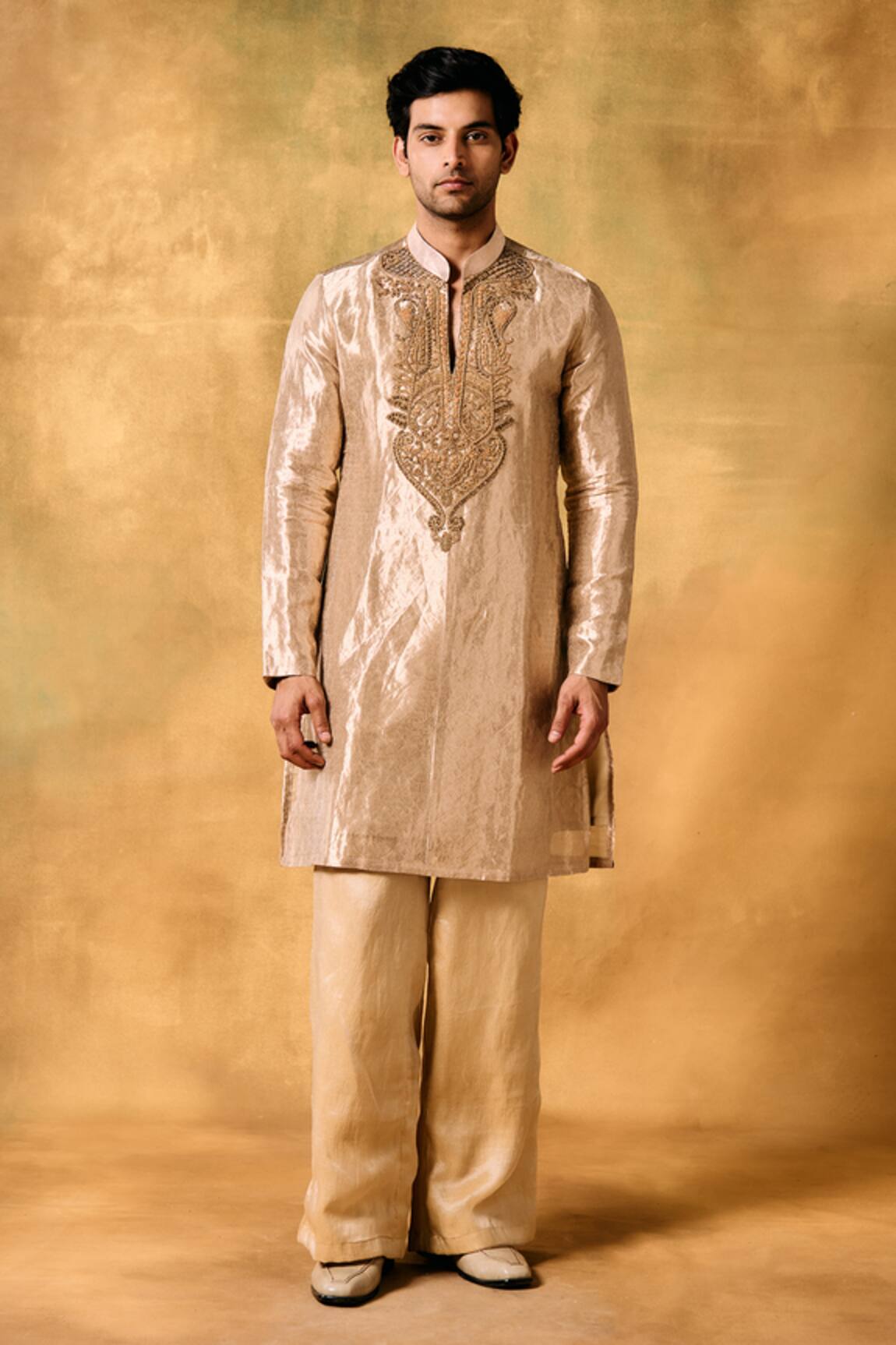 MUKTI AND KAVITH CASA Golden Majesty Tissue Kurta Set 