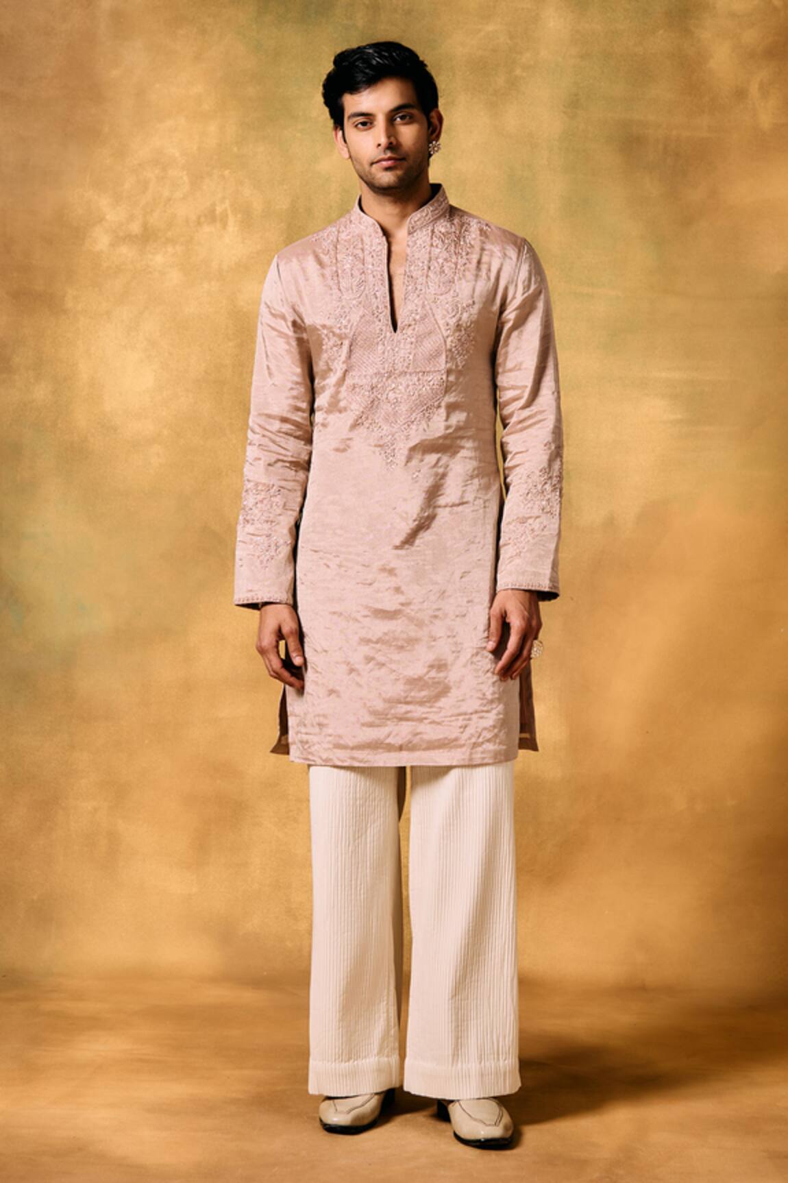 MUKTI AND KAVITH CASA Blush Bloom Pink Tissue Kurta Set 