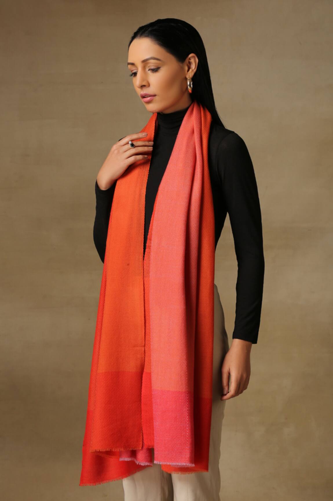 SHAZA Vermillion Orange Pardah Stole 