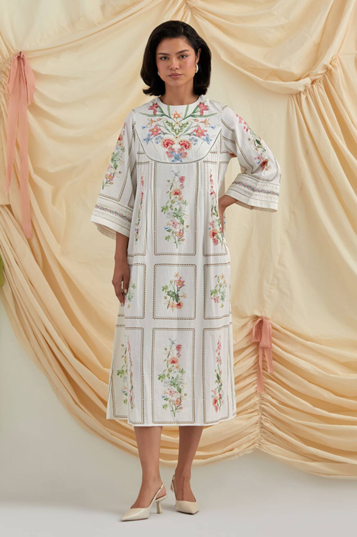 Pozruh by Aiman Bouquet Pleated Dress 