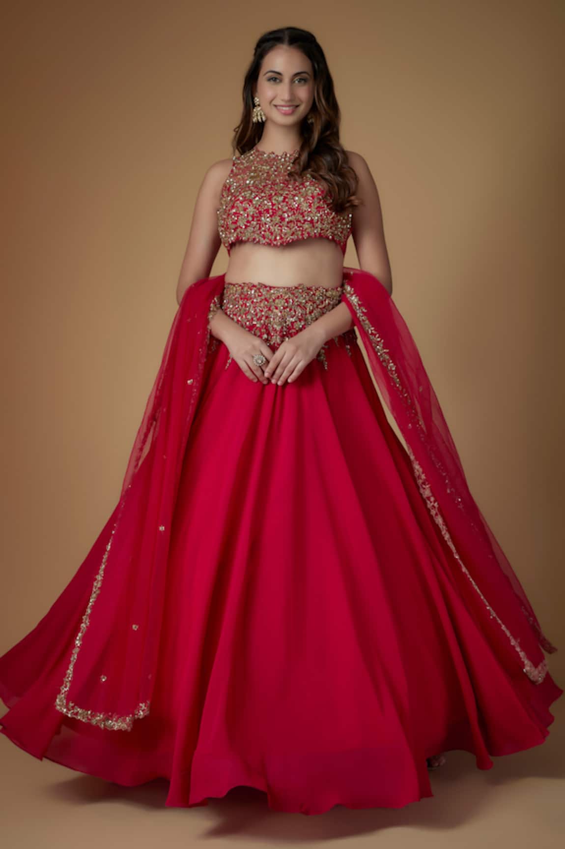 FATIZ Designer Reddish Rani Lehenga Set 