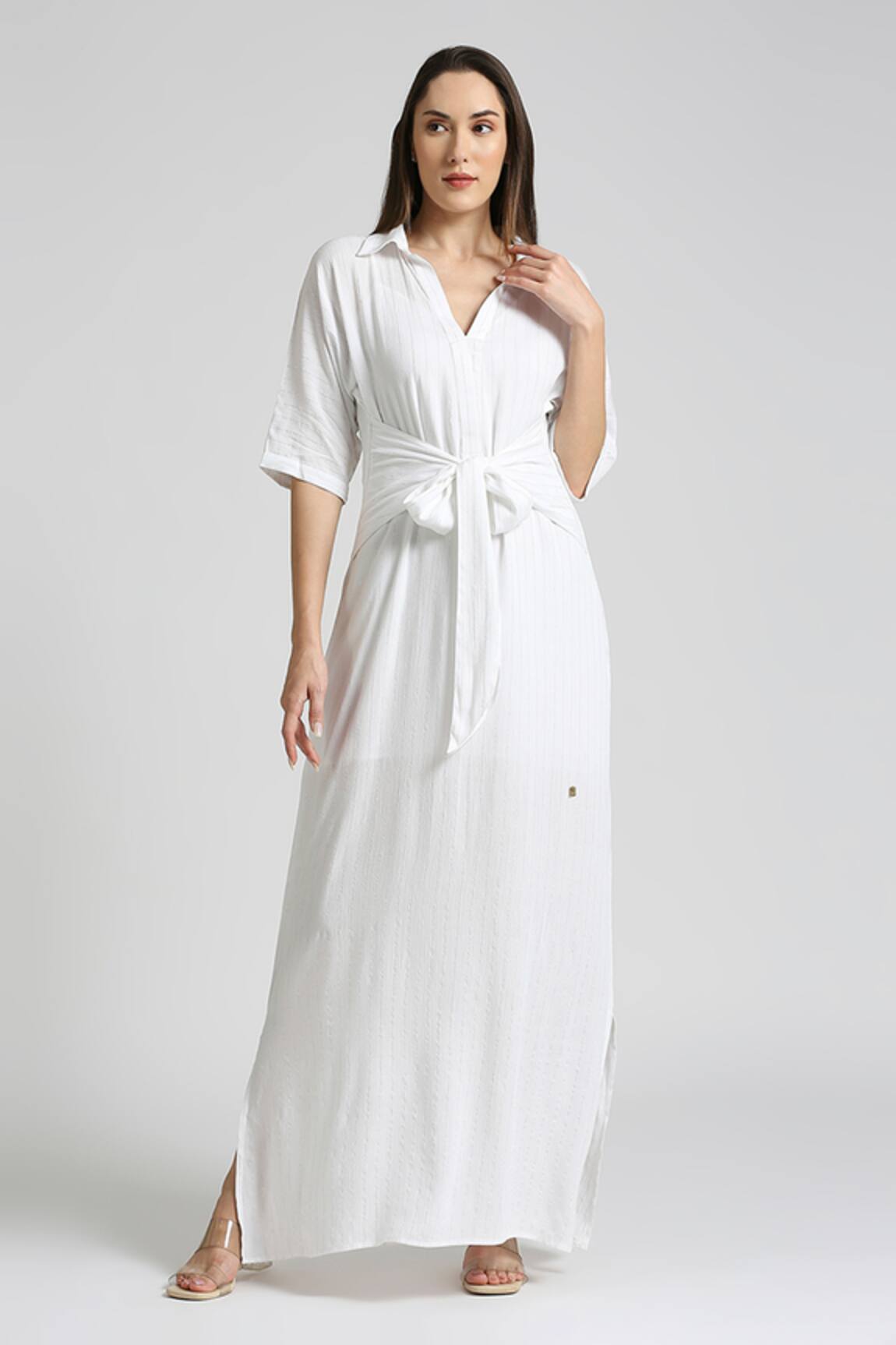 Emblaze White Lurex Maxi Dress 