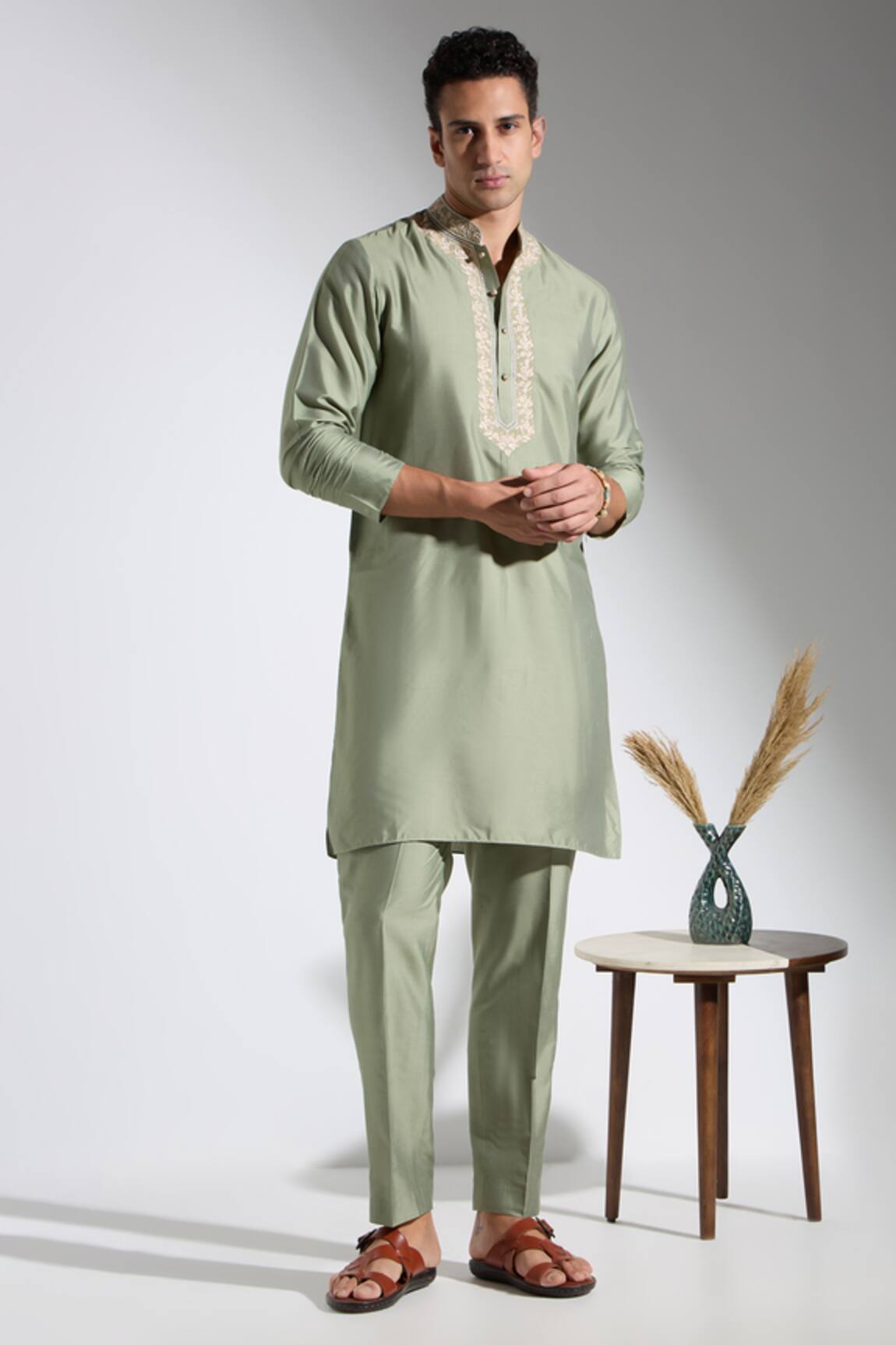 Neha Gursahani Designer Spun Silk Kurta Pant Set 