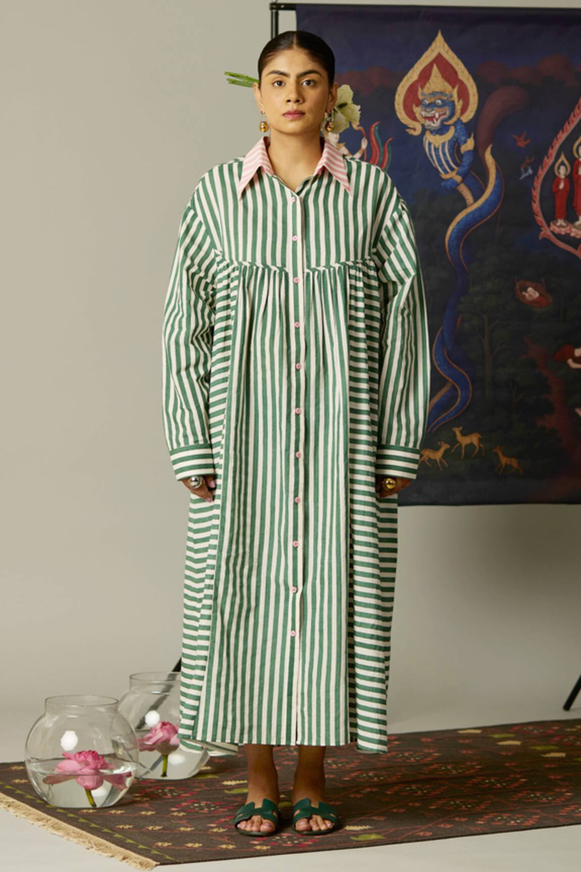 Quod Striped Cotton Streams Dress 