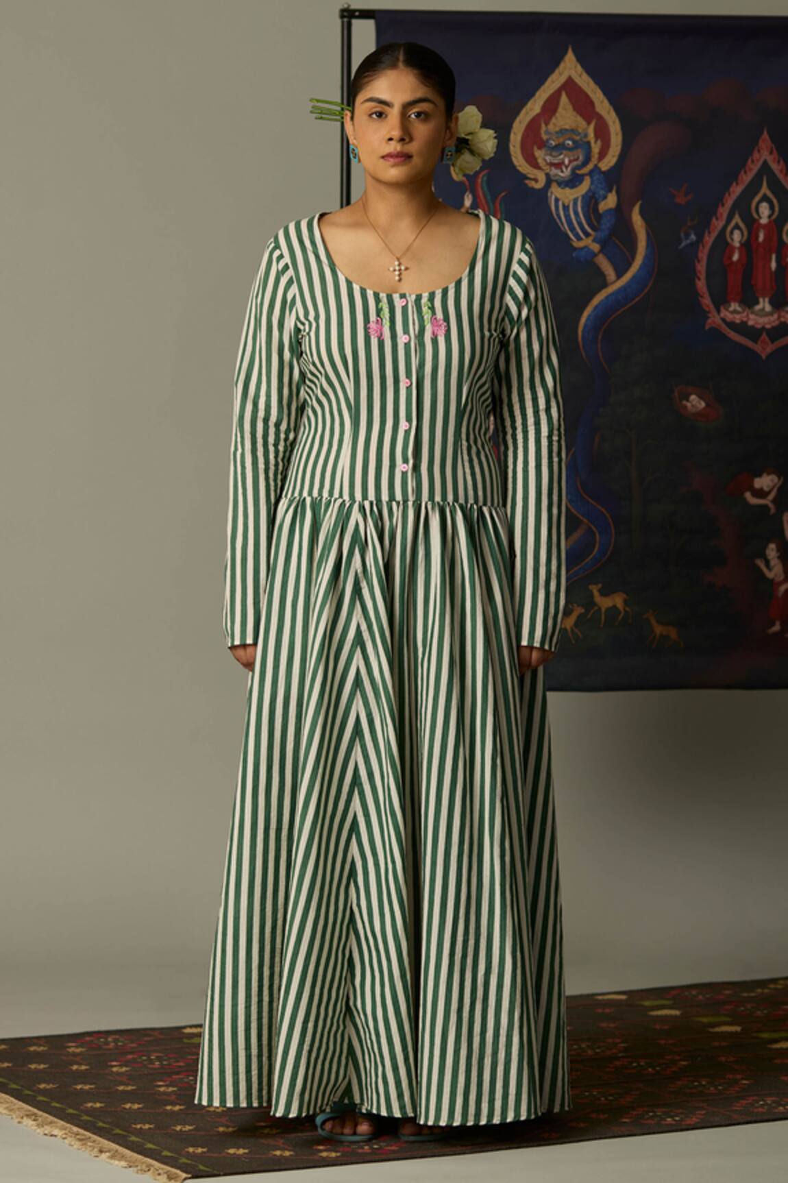 Quod Striped Cotton Brooks Dress 