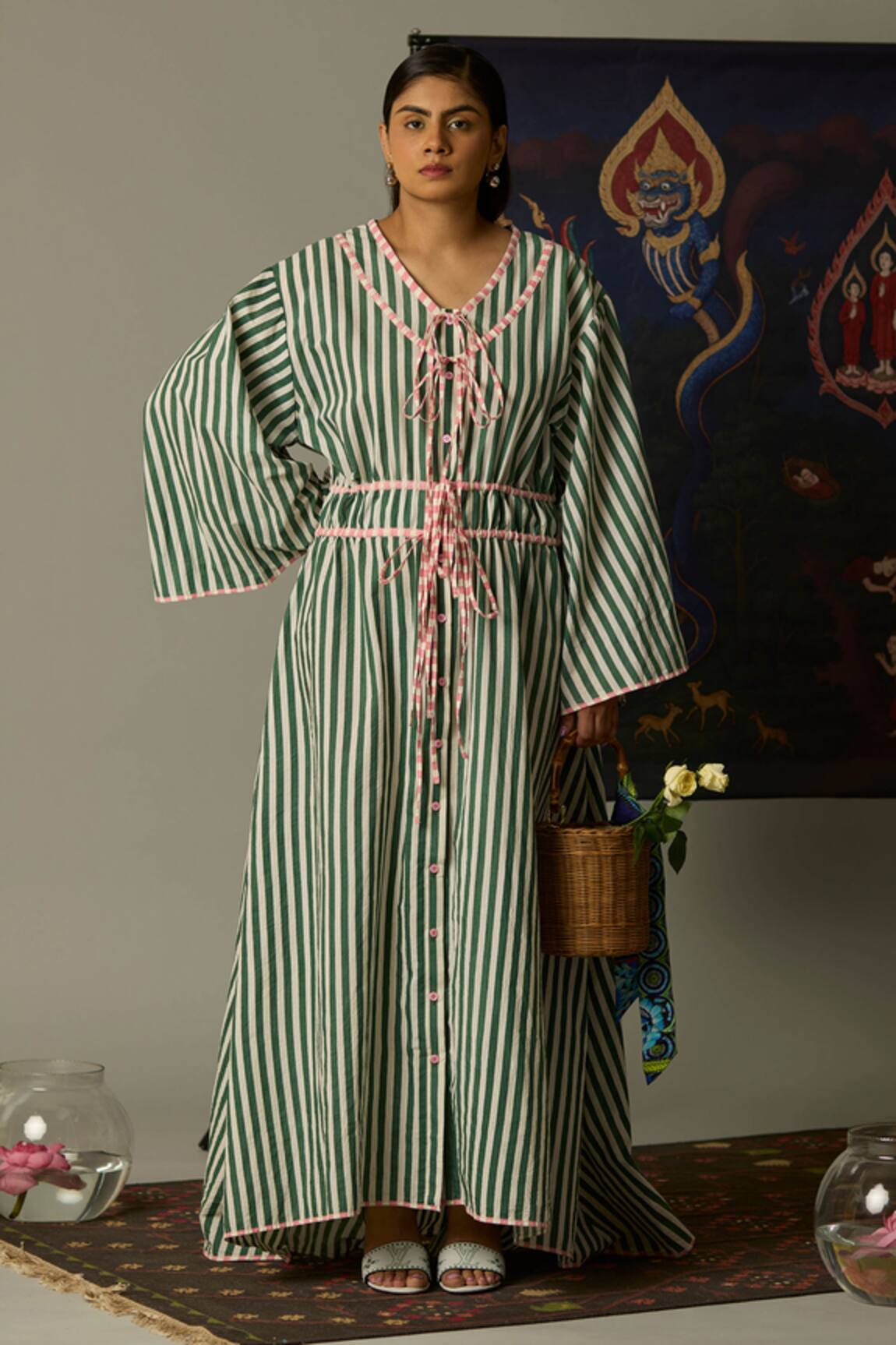 Quod Striped Drift Kaftan Dress 