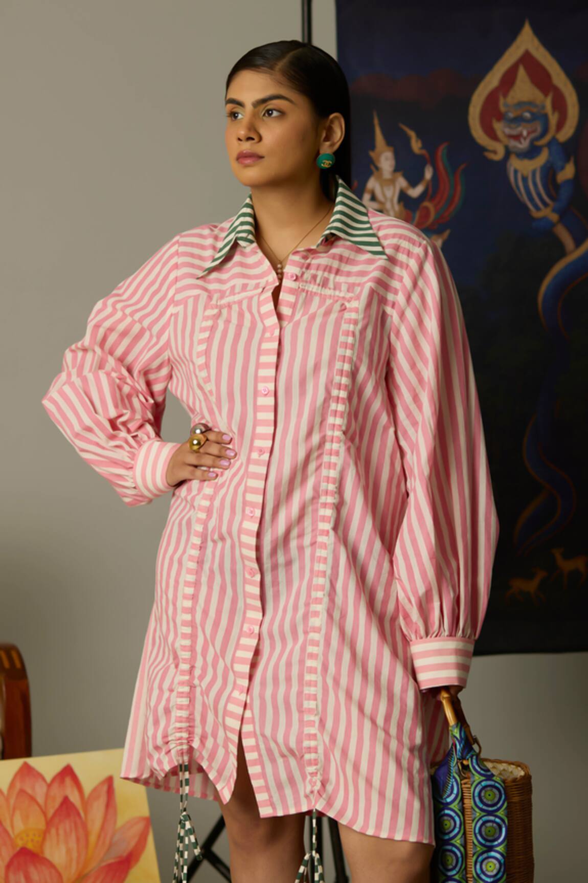 Quod Striped Cotton Designer Dress 