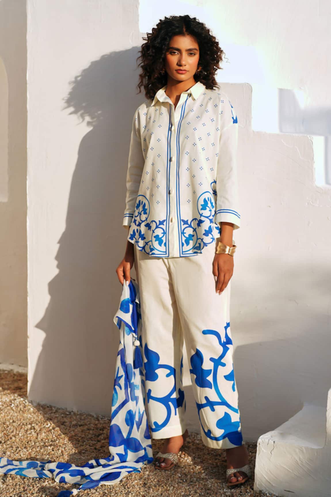 Rainas Blue Mirage Cotton Linen Set 