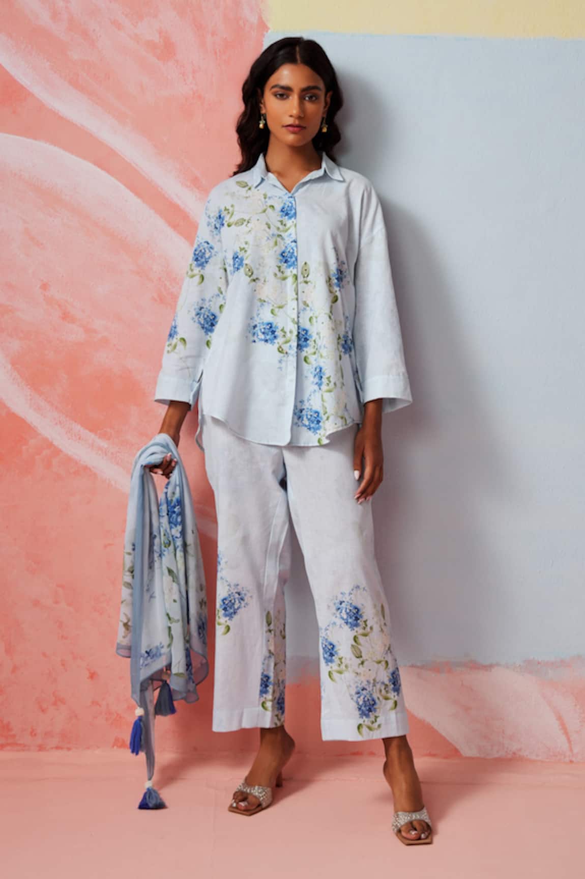 Rainas Floral Print Cotton Linen Set 