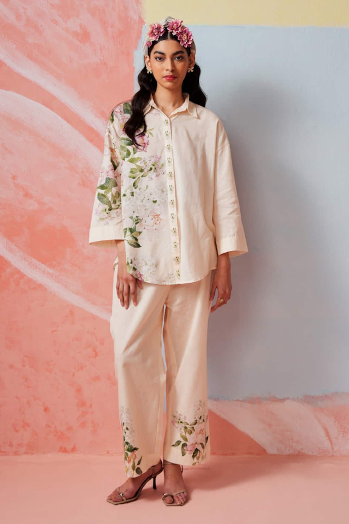 Rainas Floral Print Cotton Linen Set 