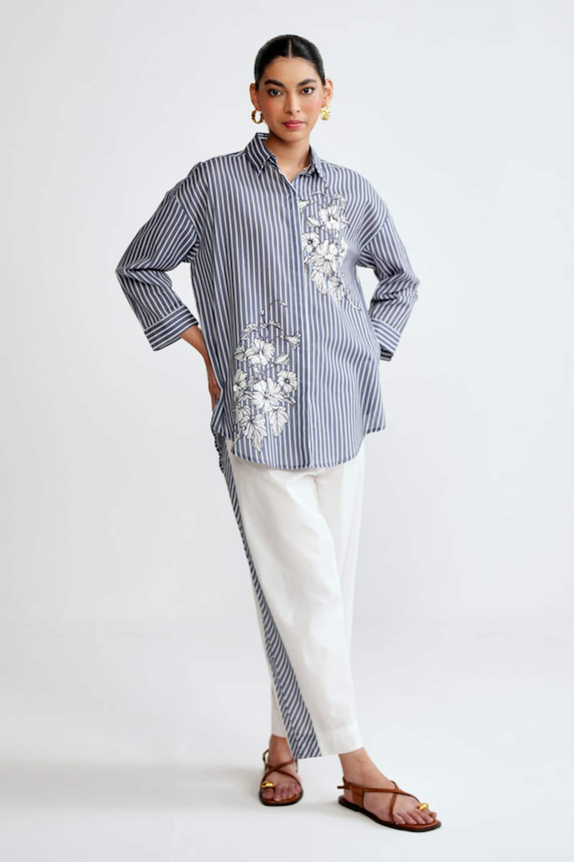 Rainas Aviary Stripes Cotton Linen Set 