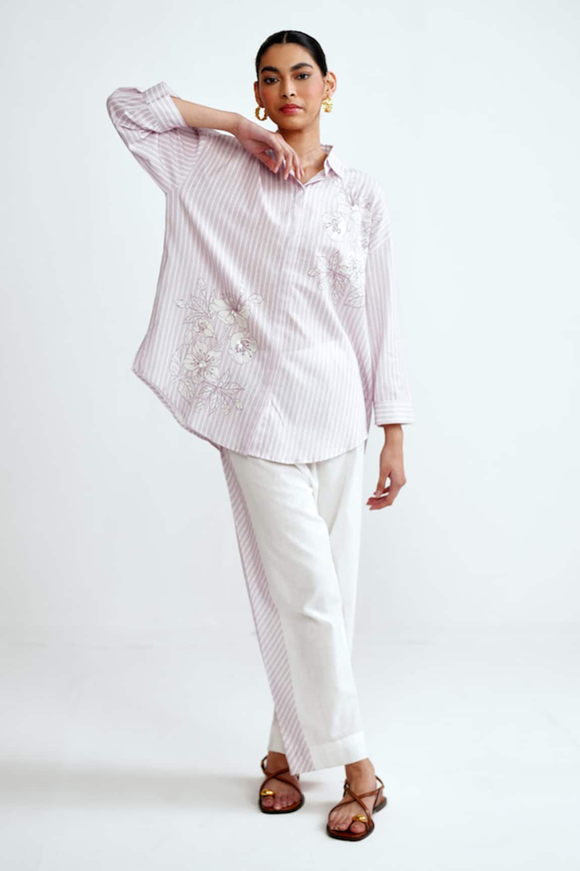 Rainas Blossom Streak Cotton Linen Set 