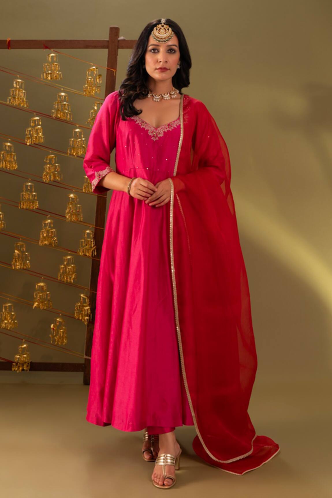 Rashi Jain Pink Chanderi Anarkali Set 