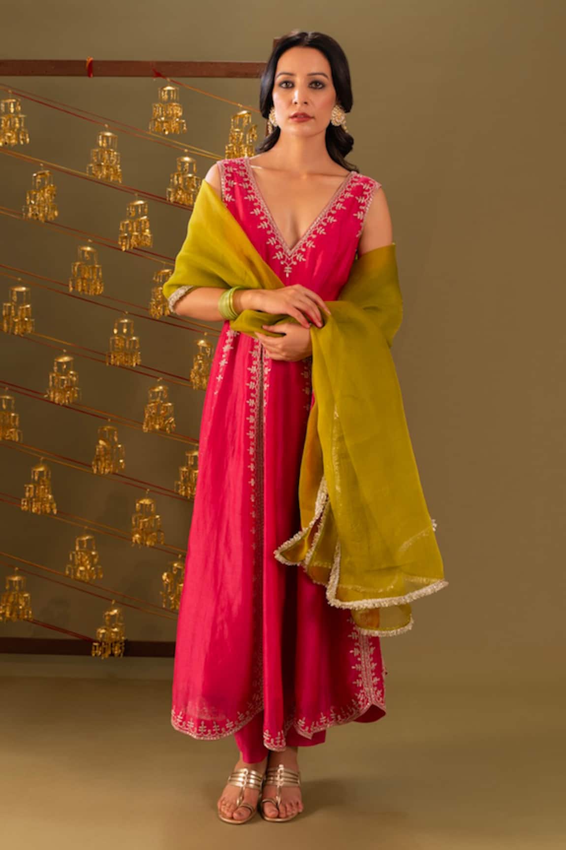 Rashi Jain Pink Chanderi Anarkali Set With Dupatta 