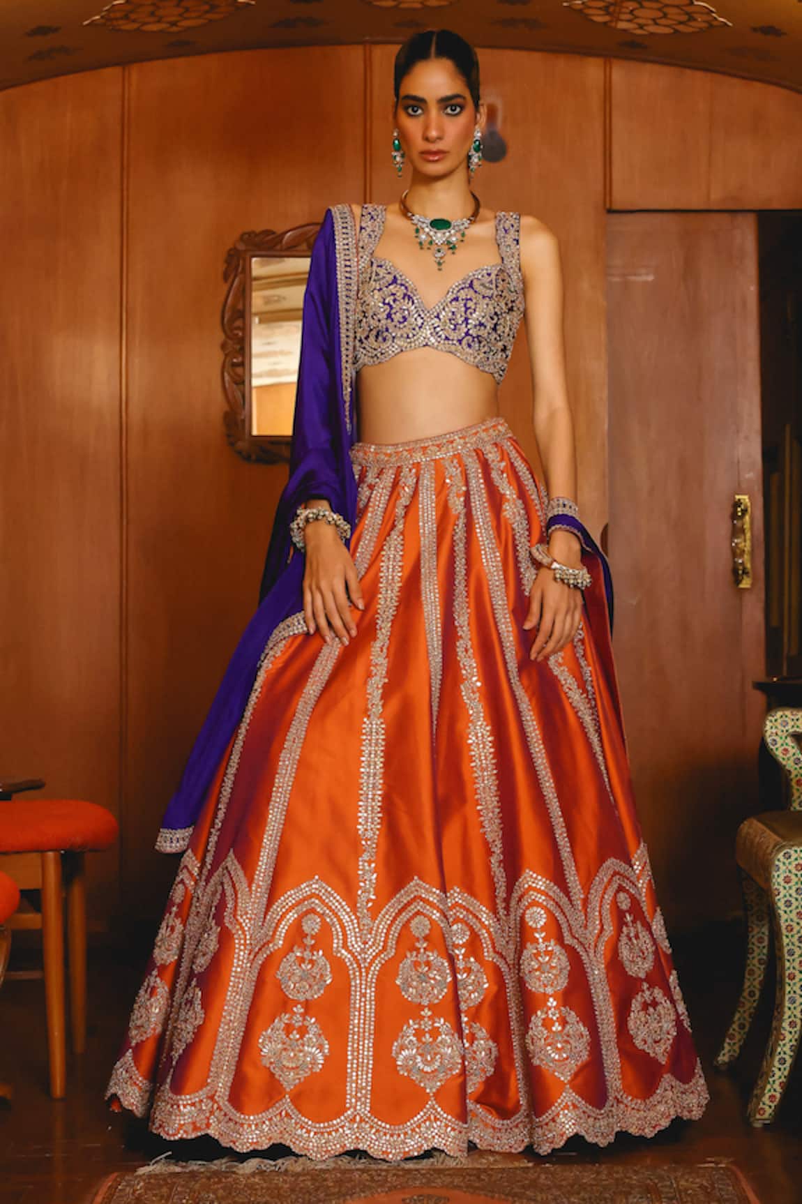 Sabe Rust and Royal Blue Designer Lehenga Set 