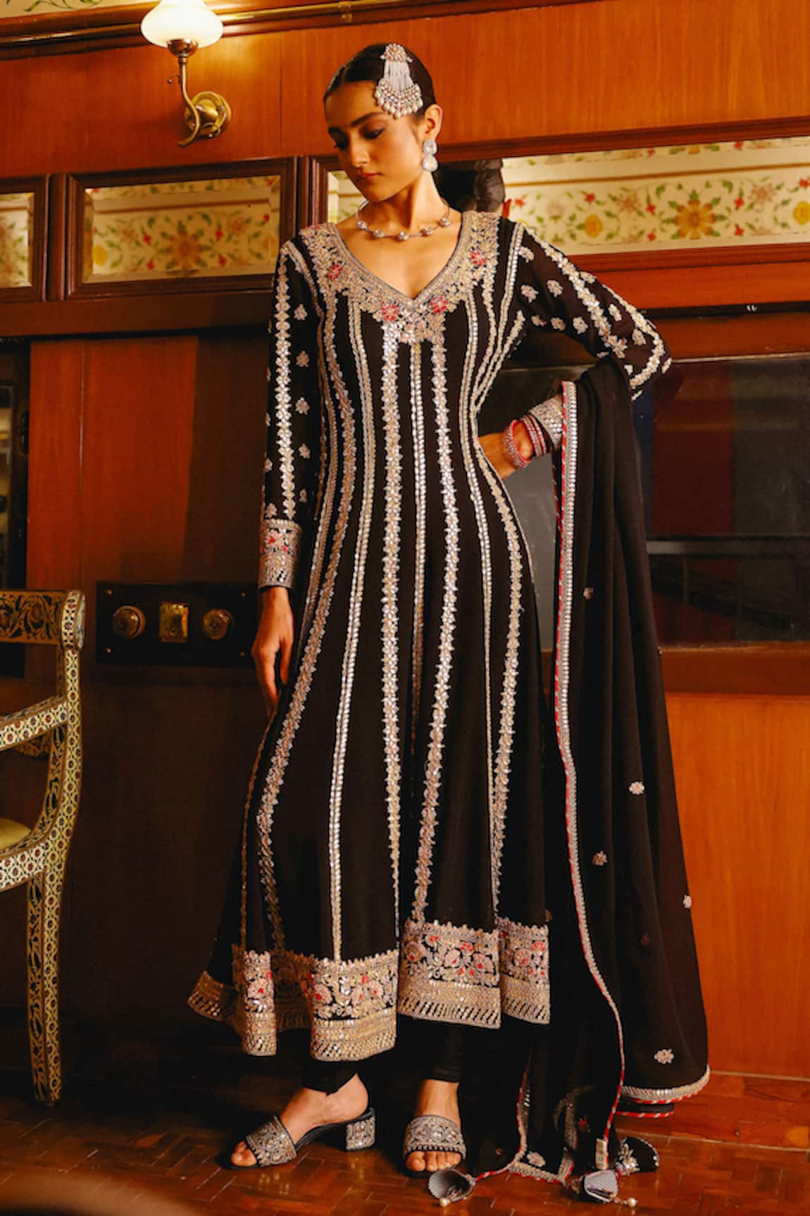 Sabe Black Designer Fiza Anarkali Set 