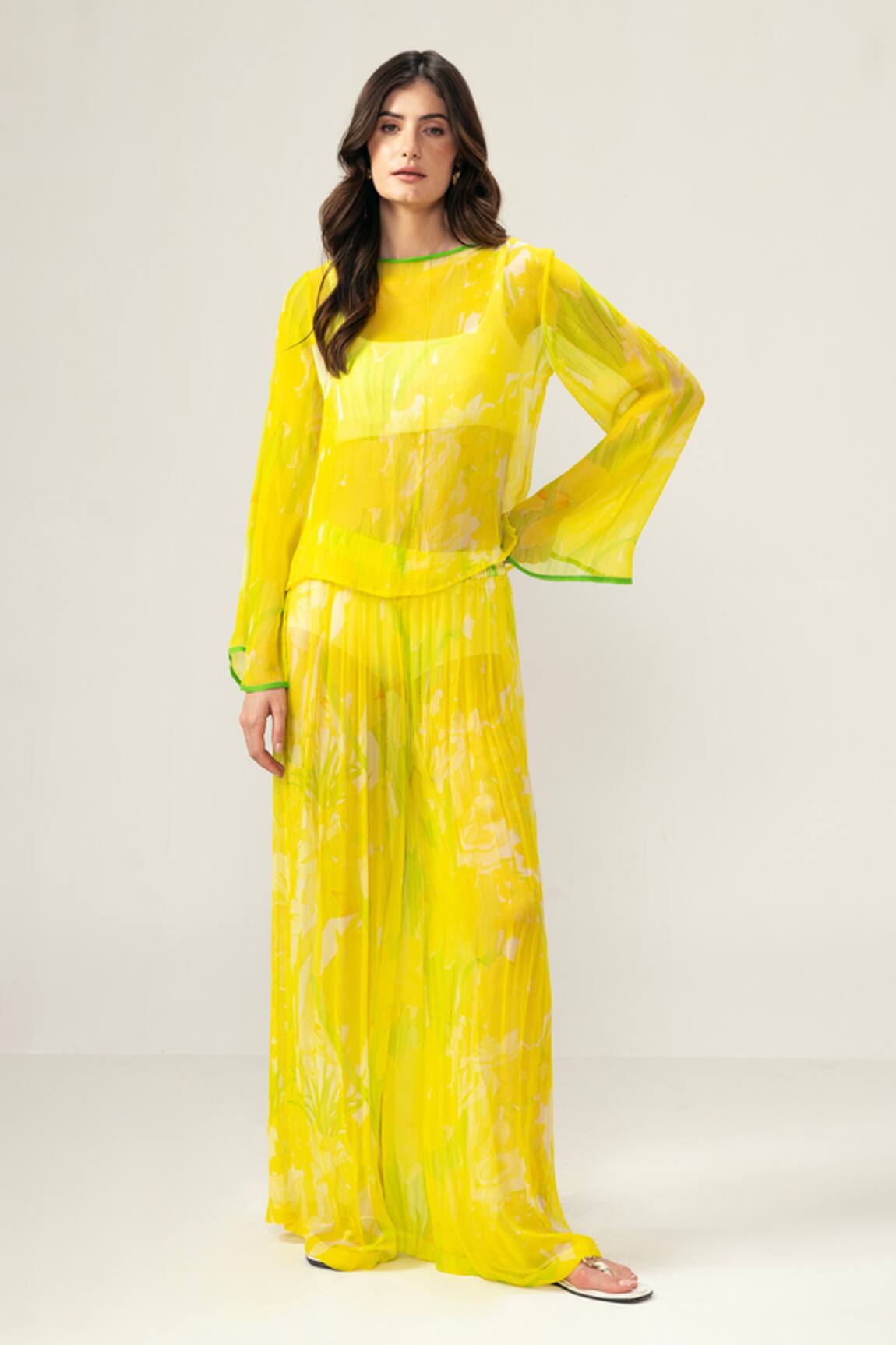 REENA SHARMA Alina Yellow Top & Pants Set 