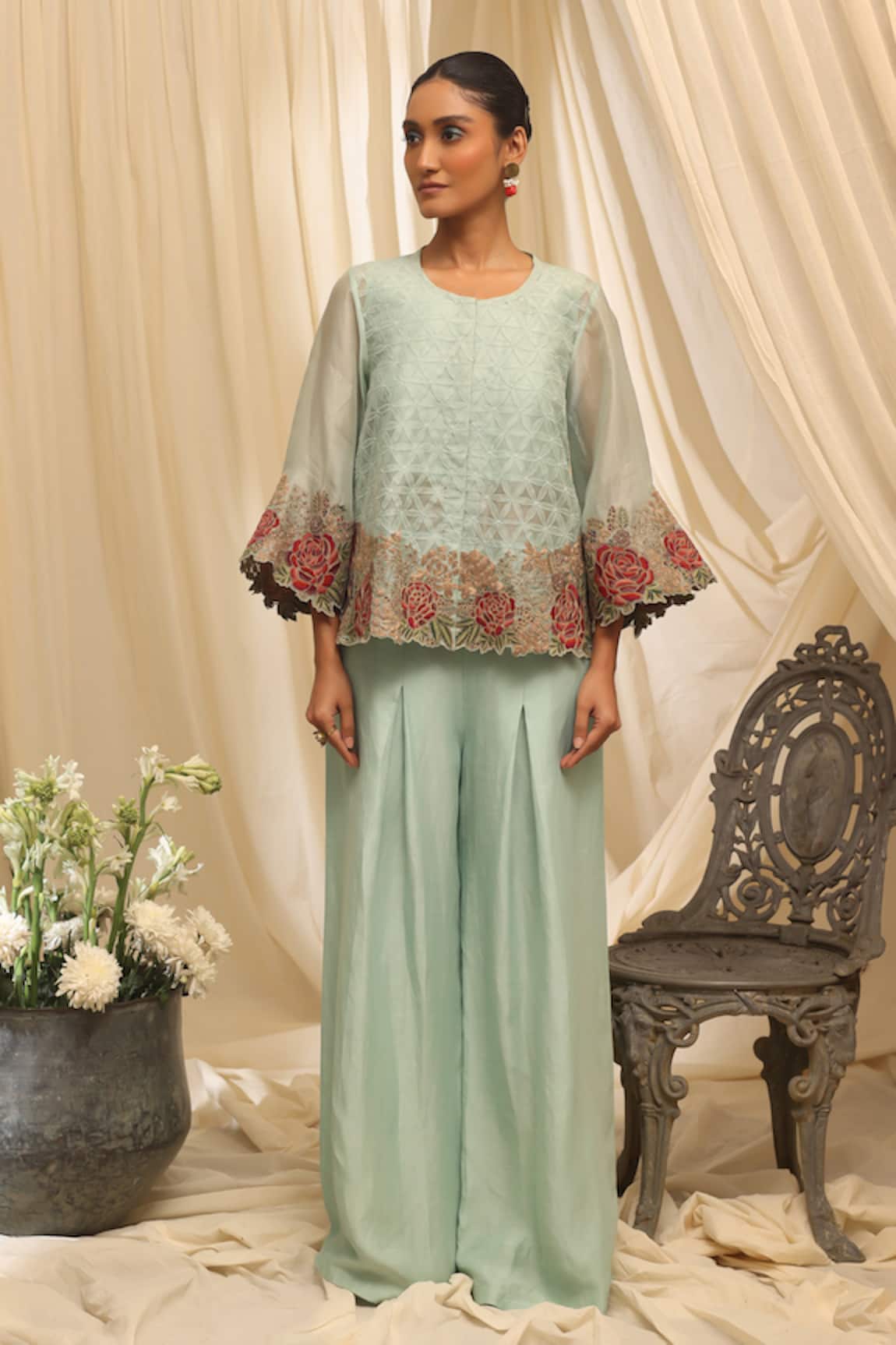 Ekru Floral Horizon Co-ord Set 