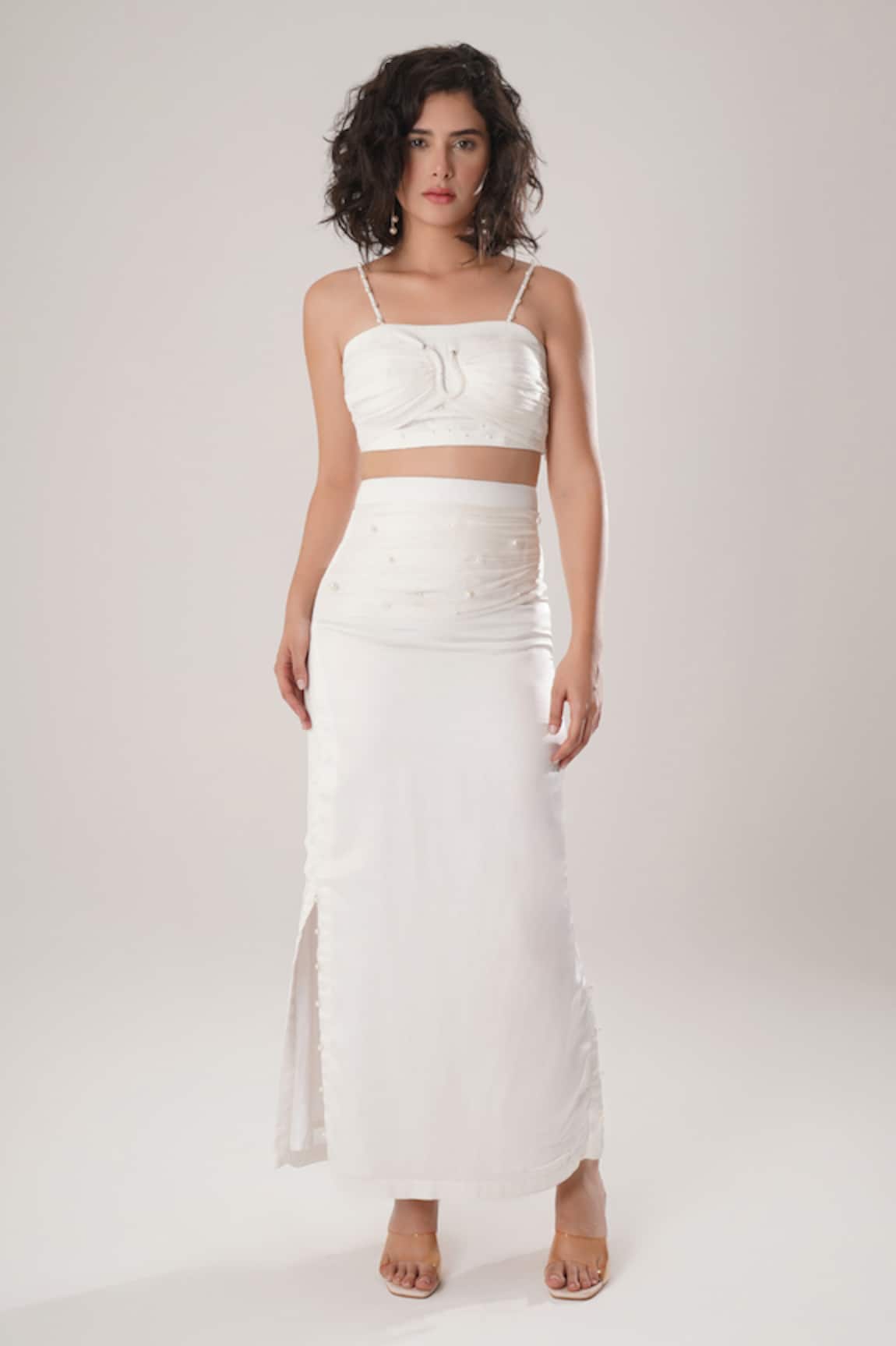 ATBW White Modal Satin Crop Top 