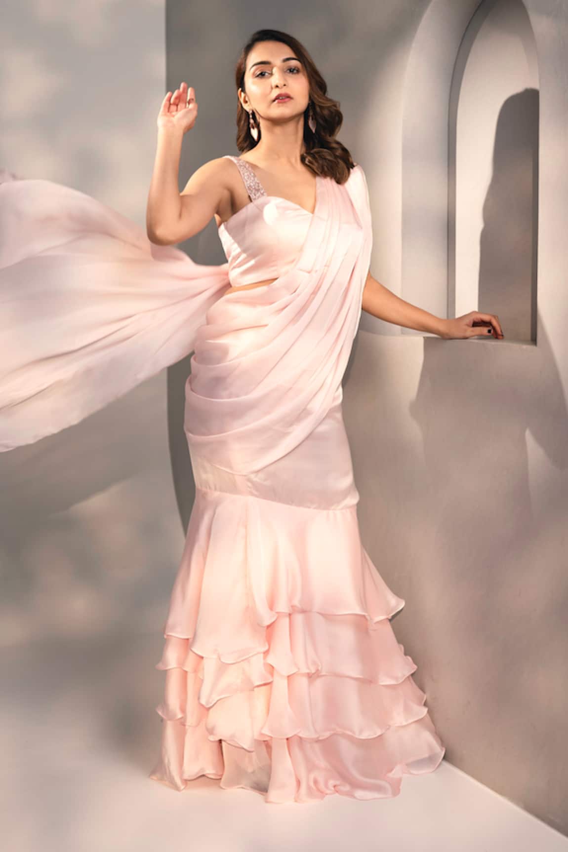 Dajwaree Designer Pre-Draped Skirt Saree Set 