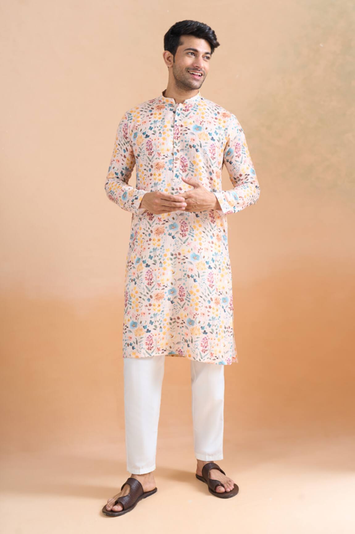 Arihant Rai Sinha Digital Printed Cream Kurta Set 