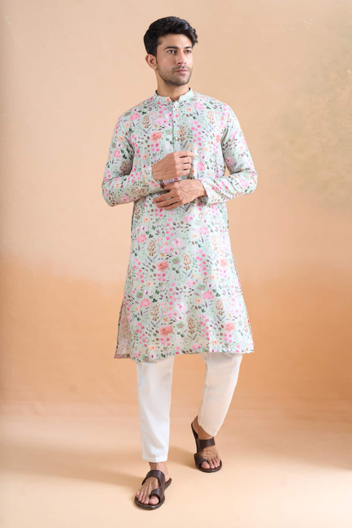 Arihant Rai Sinha Light Pista Green Digital Print Kurta Set 