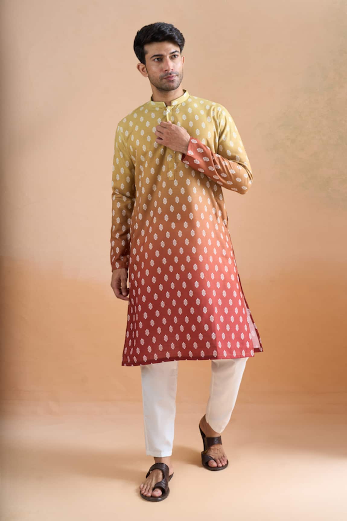 Arihant Rai Sinha Shaded Beige Digital Print Kurta Set 
