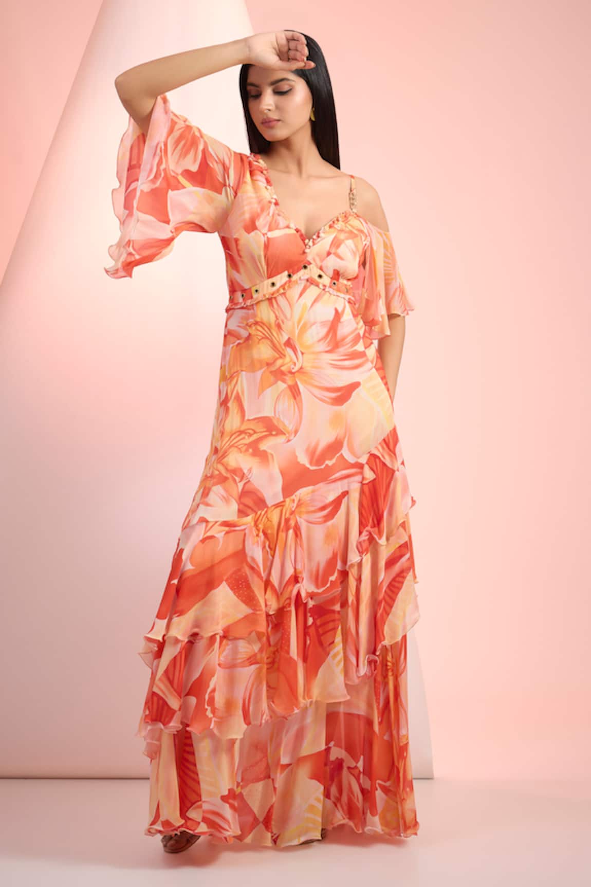 Mandira Wirk Resort Printed Chiffon Dress 
